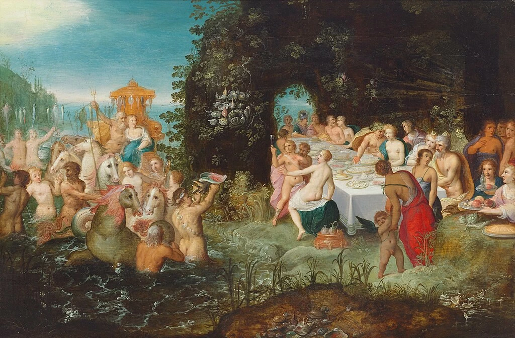 Nettuno arriva al banchetto degli dei